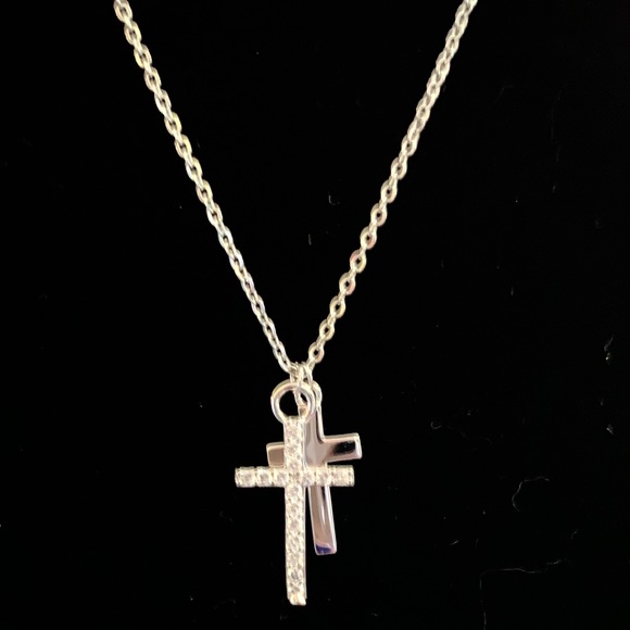 Cz Double Cross Necklace | Poshmark